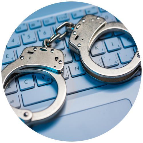 Circle with handcuffs on keyboard