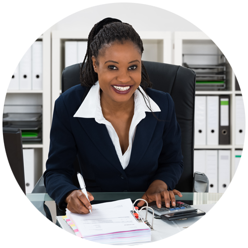 Female professional working at her desk