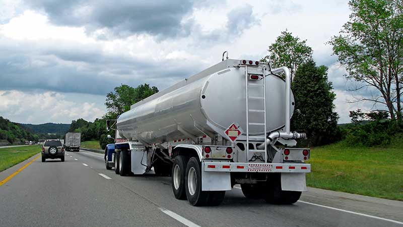 Petroleum truck driving on the road