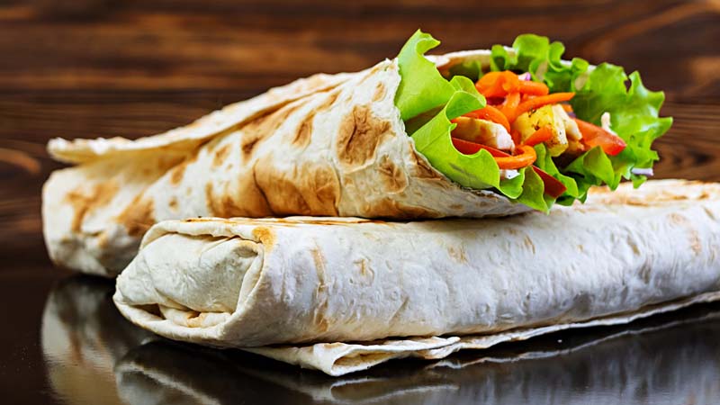 Chicken and salad wrap sandwich