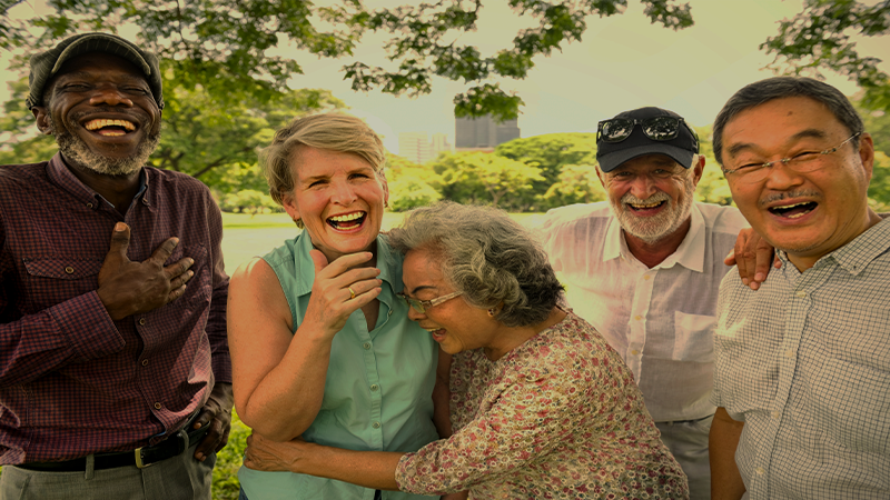 group of elderly people smiling