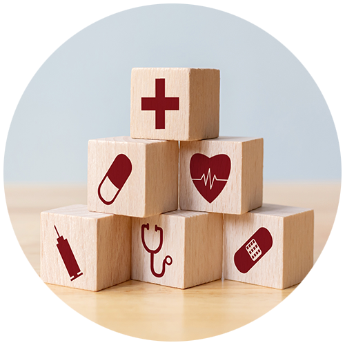 stacked cubes with medical icons