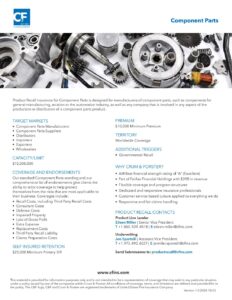 Product Recall Insurance - Component Parts