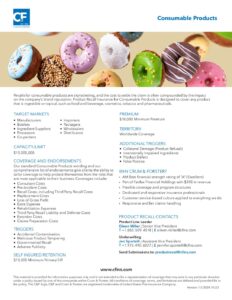 Product Recall Insurance - Consumable Products