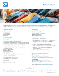 Product Recall Insurance - Consumer Goods