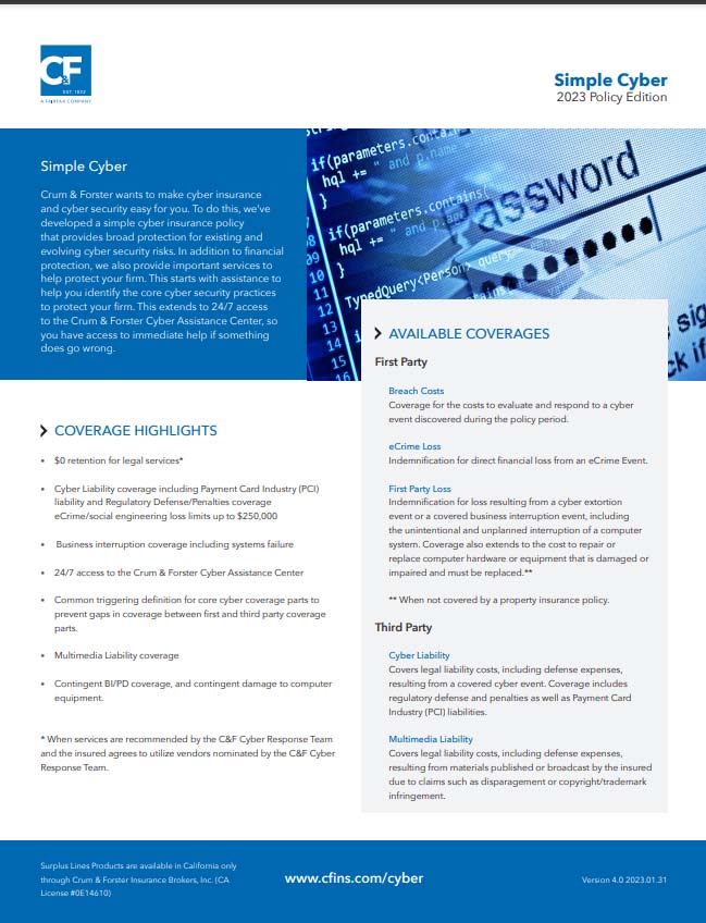 C&F Simple Cyber Product Overview